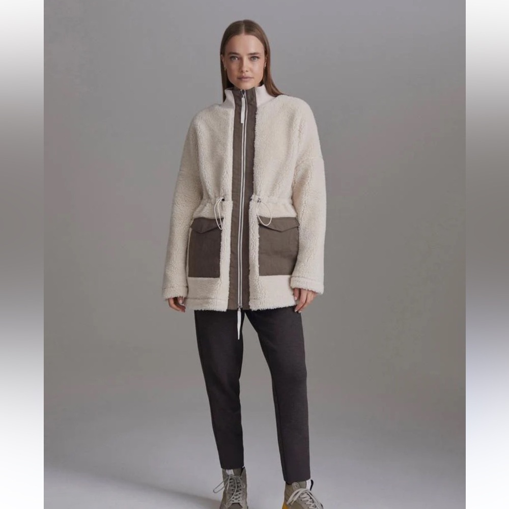 Varley Cream and Brown Teddy Jacket